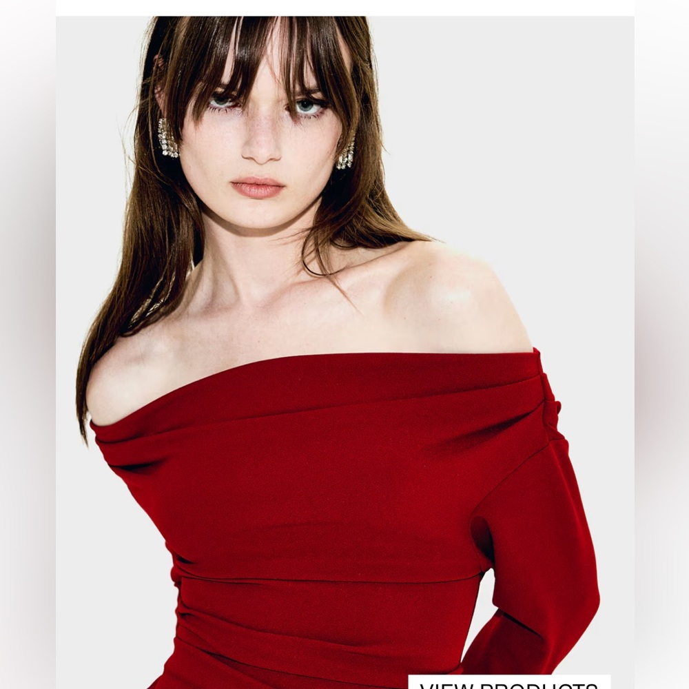 H&M off shoulder red dress M